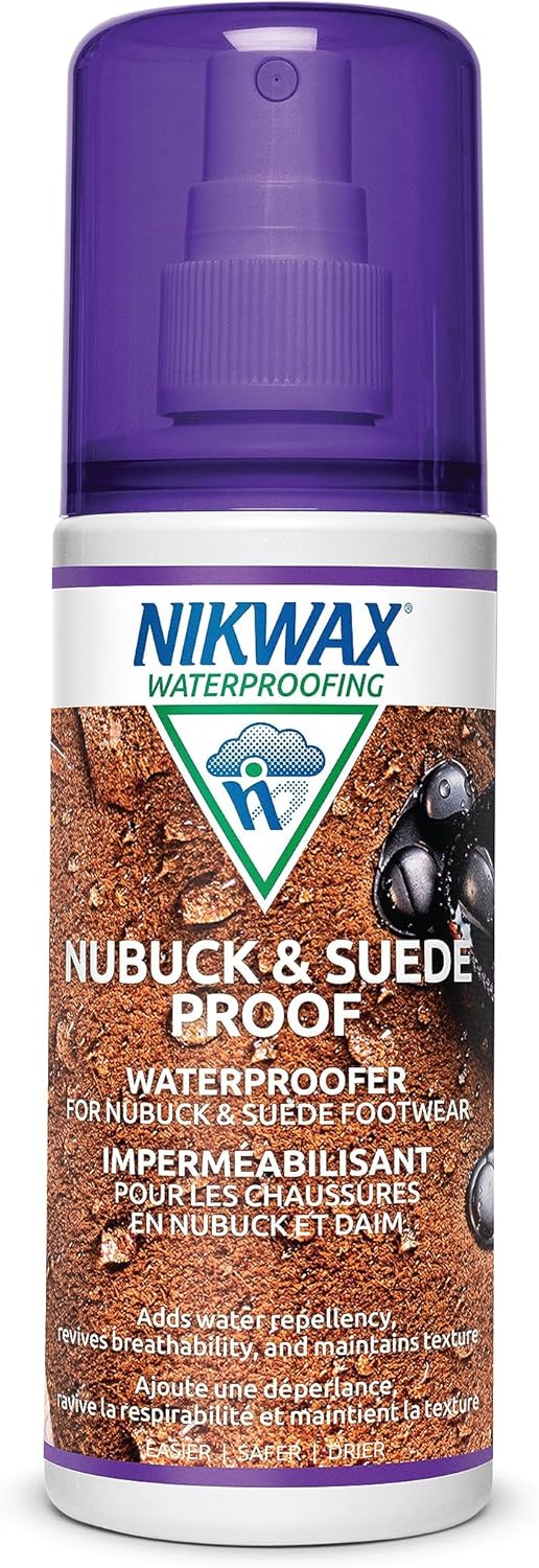 Nikwax Nubuck & Suede Proof, 125ml, Spray-On Waterproofing Restores DWR Water Repellency in Textured Leather Footwear, Shoe & Boot Care and Rain Protection