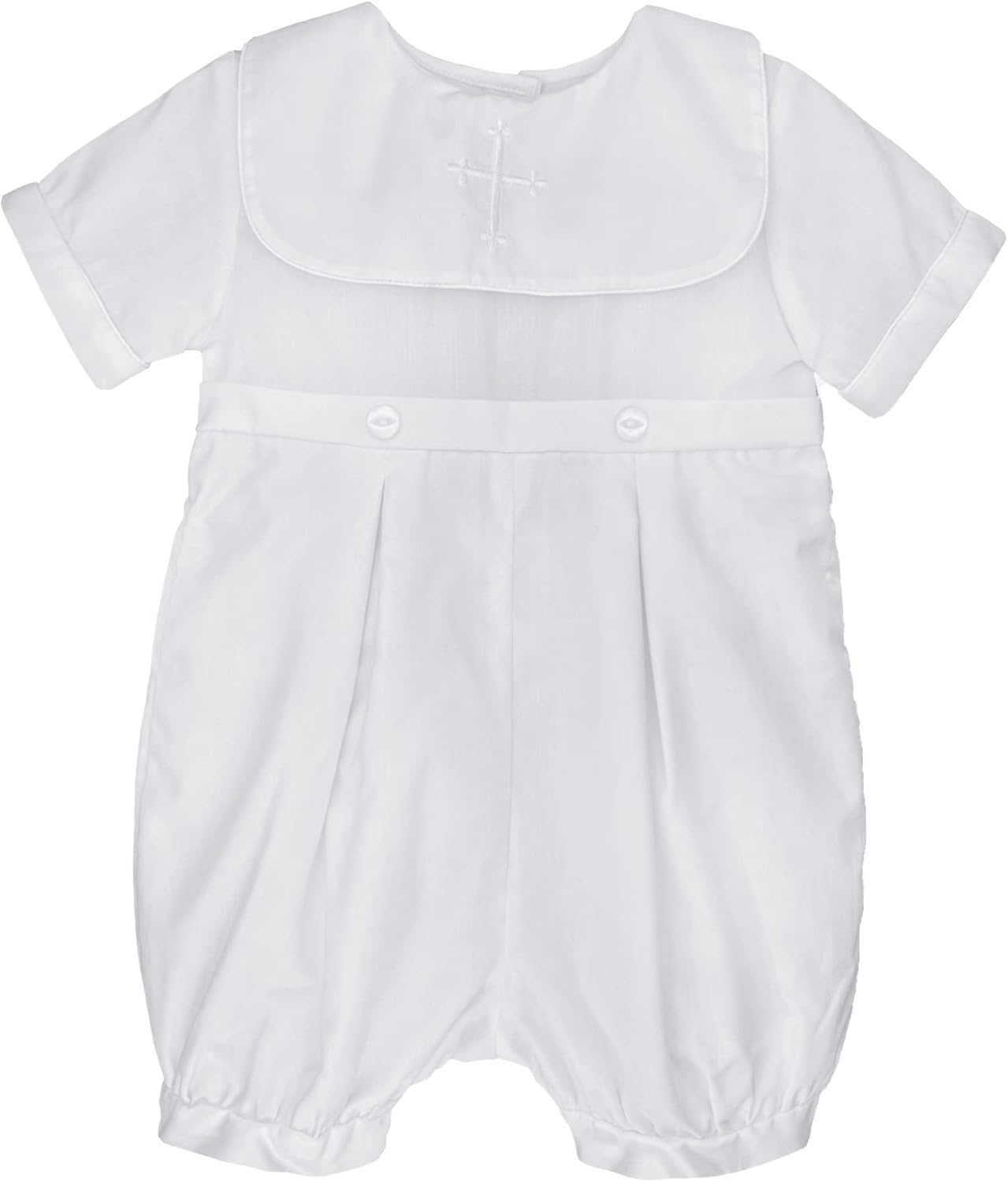 Baby Boys' Hand-Embroidered Cross Christening Romper, White