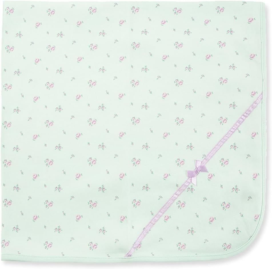 Little Me Baby-Girls Newborn Petite Rose Tag Along Blanket, Green Multi, One Size