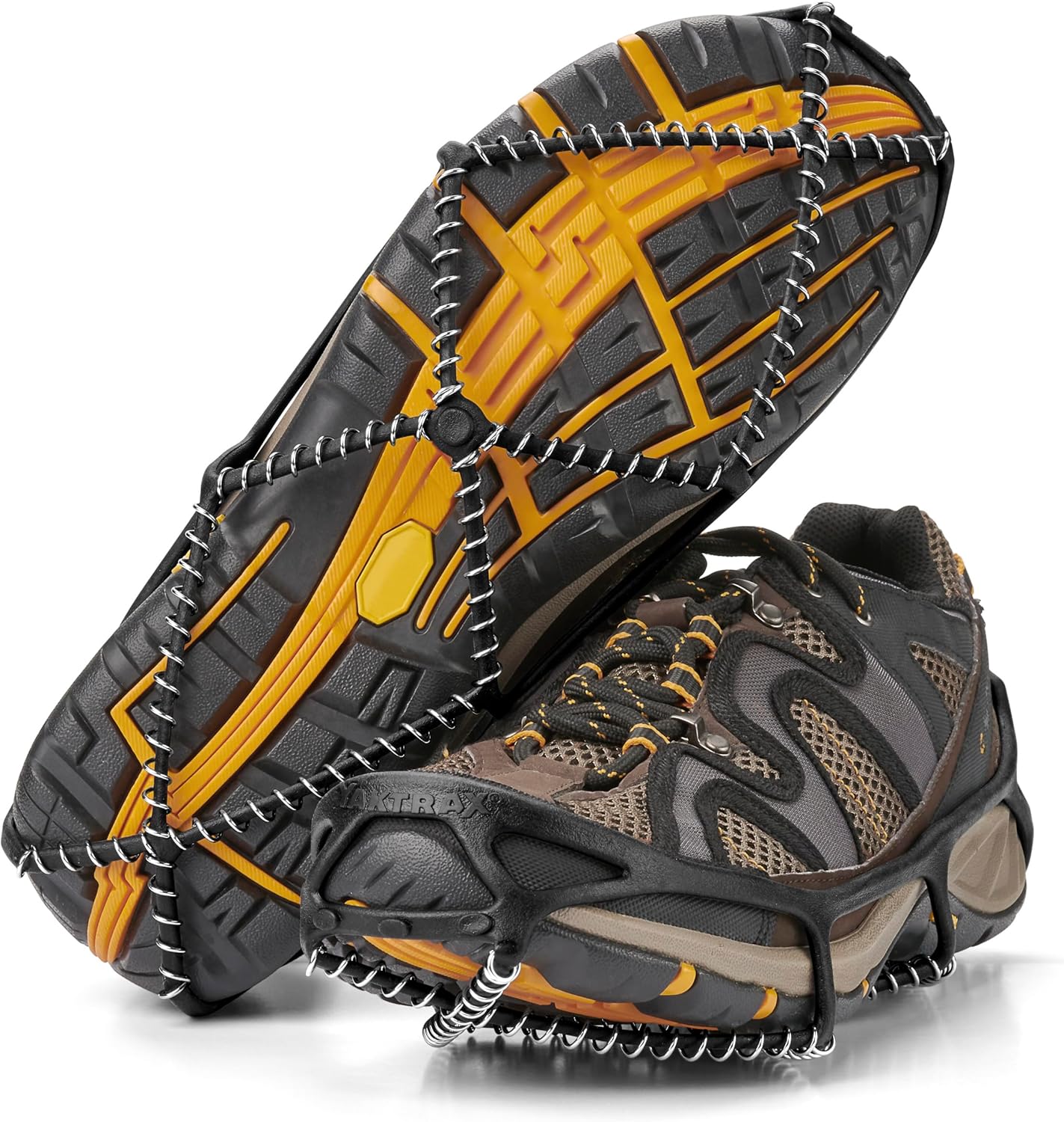 Yaktrax Walk Traction Cleats - 360-Degree Grip on Snow, Ice, & Multi-terrain Surfaces - Elastic Outer Band w/ Easy-On/Off Heel Tab & 1.2mm Zinc-coated Steel Coils - Abrasion & Rust Resistant - Unisex