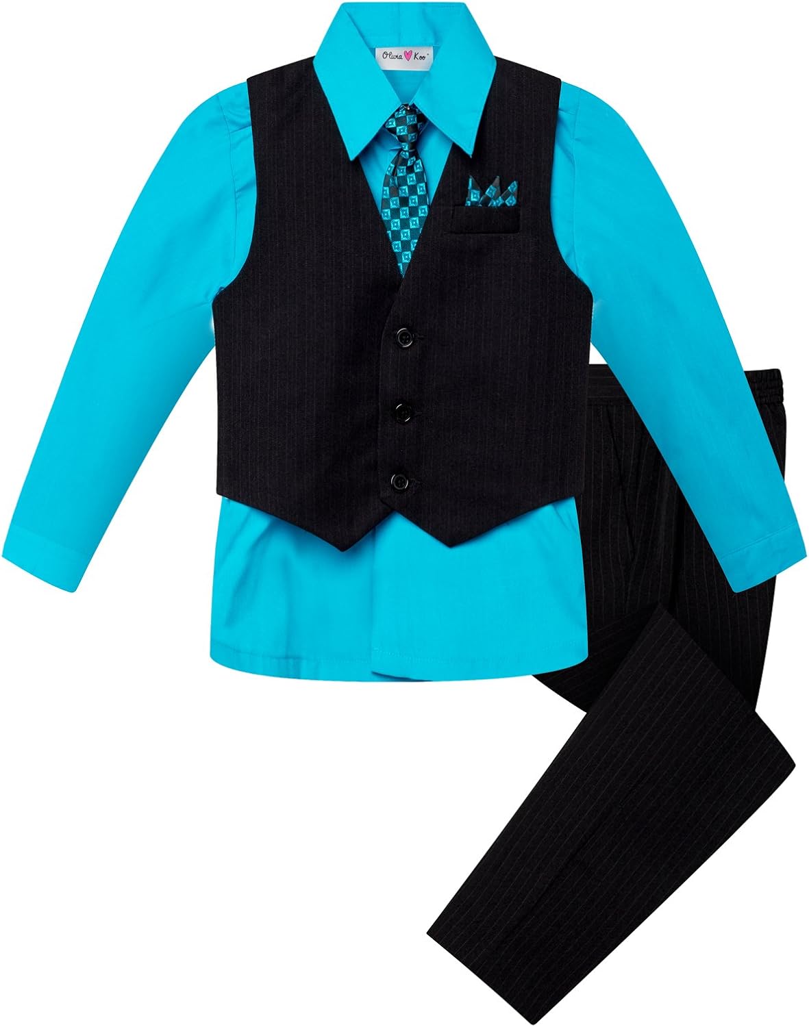 Baby and Big Boy's 4 Piece Pinstripe Vest Suit Set (Size S to 20)