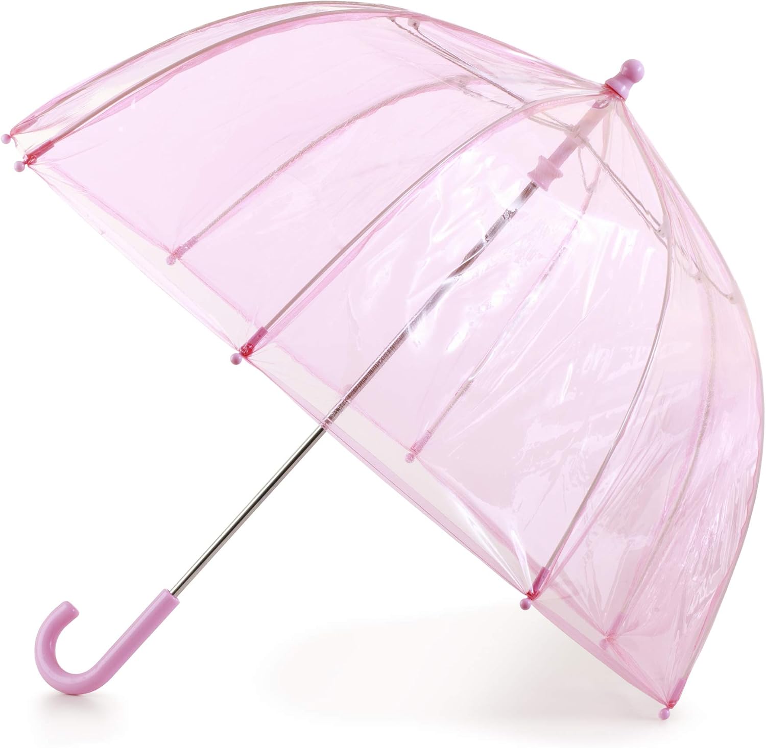 totes Kids Clear Bubble Umbrella with Dome Canopy, Lightweight Design, Wind and Rain Protection Umbrella, Pink, Kids - 38" Canopy