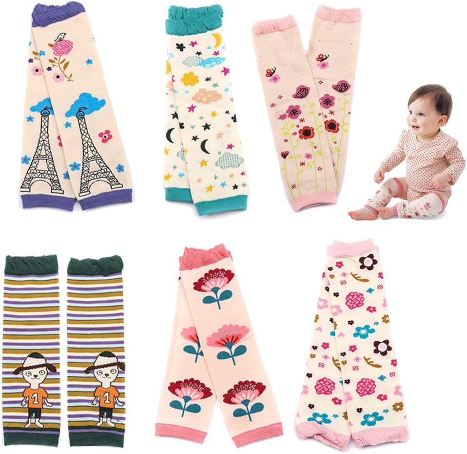 Sept.Filles Baby and Toddler Leg Warmers Leggings Kneepads 3.15'' x 11.8'' Girls Baby Crawling Socks Packs of 6