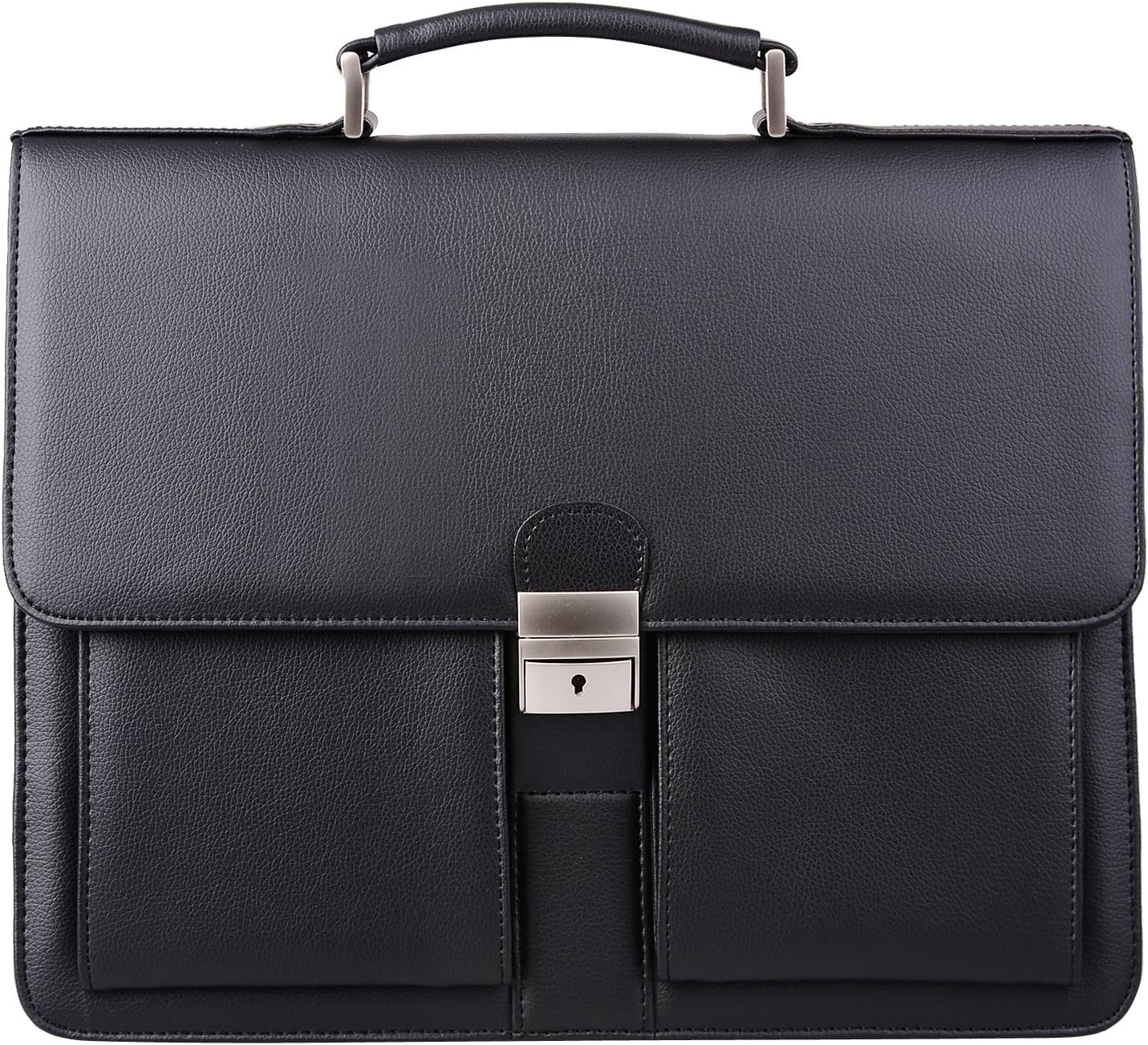 Jack&Chris Mens New PU Leather Attache Briefcase Traditional Messenger Lawyer Bag, MBYX015