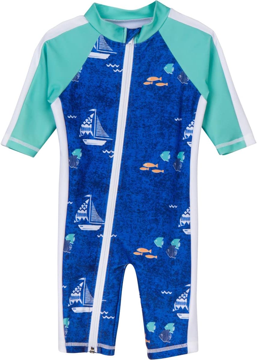 SwimZip Boys' Long-Sleeve UPF 50+ Swimsuit for Baby, Toddler, & Little Boys