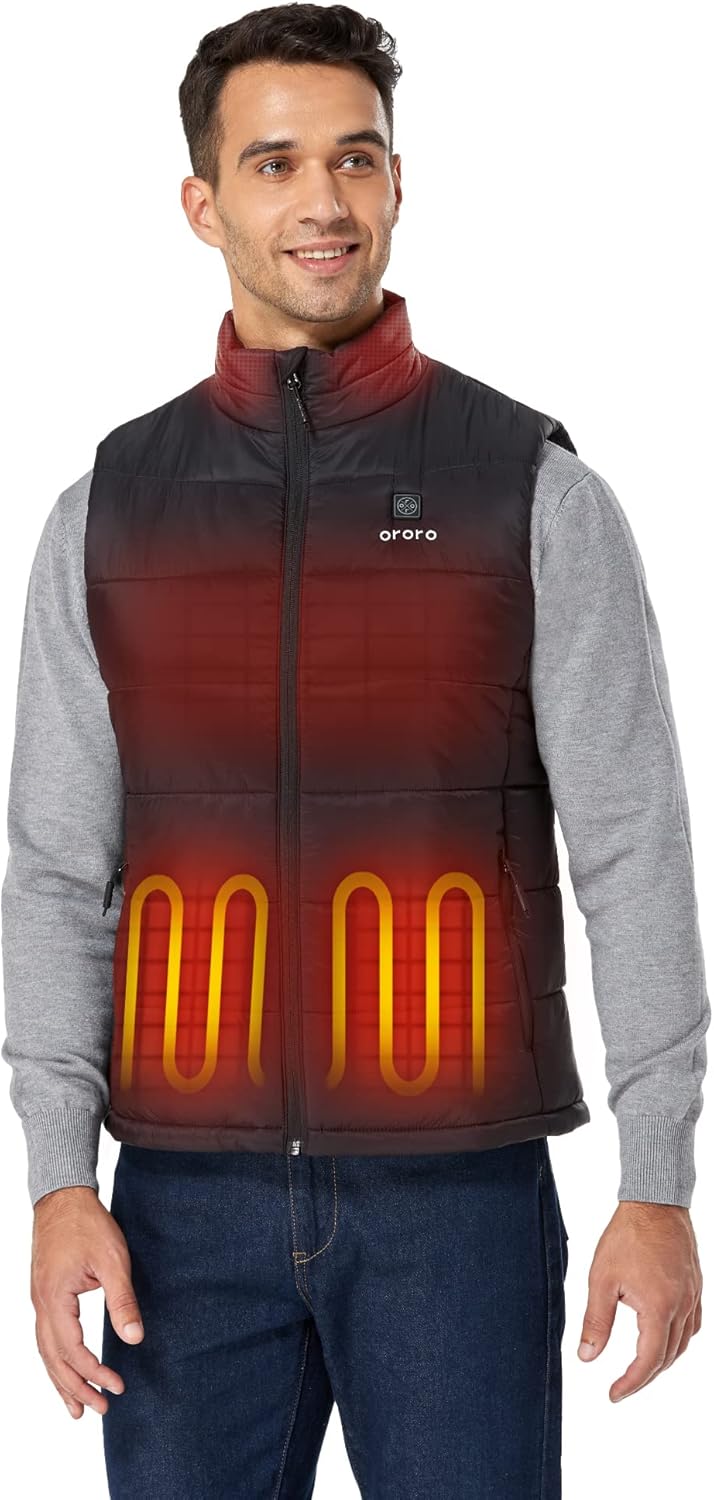 ORORO Men's Lightweight Heated Vest with Battery Pack (Charger Not Included)