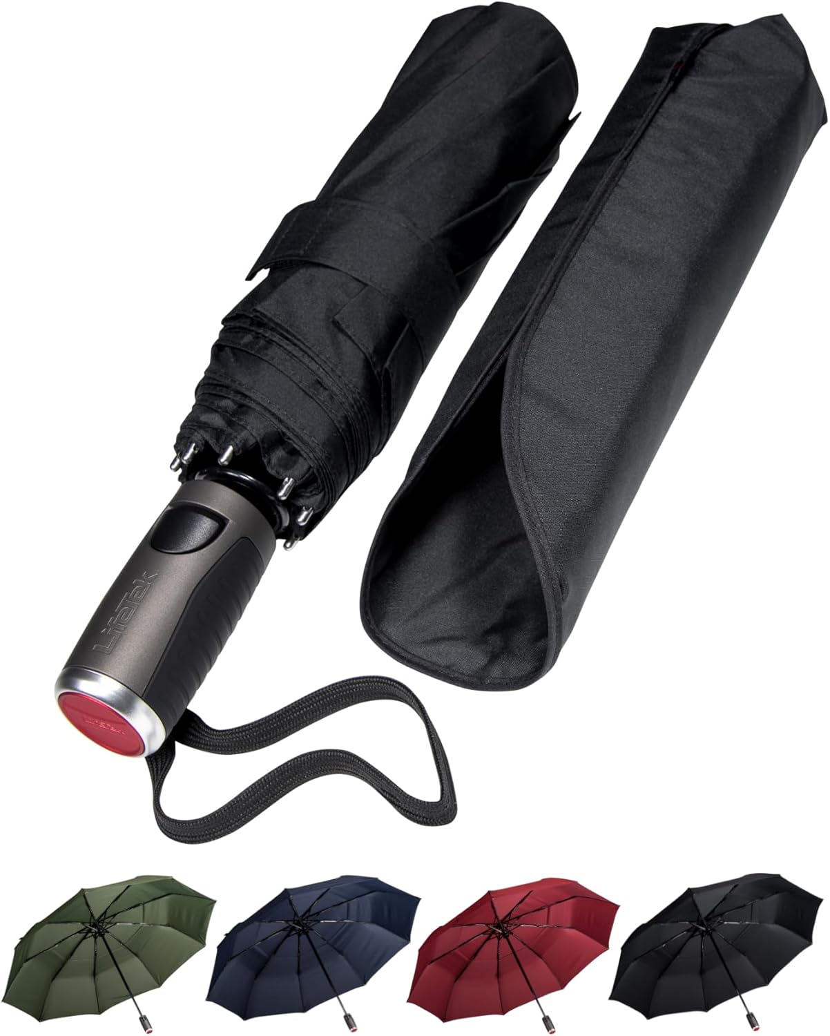 LifeTek Windproof Travel Umbrella, Automatic Open Close, Compact for Rain and Sun, Fits in Purse or Backpack, Lightweight, Durable Frame, Portable, UV Protection, Small and Portable