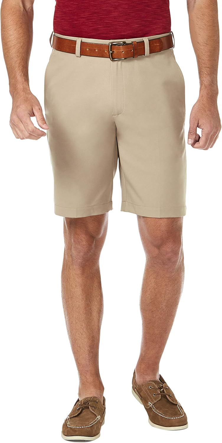 Haggar Men's Cool 18 Pro Straight Fit Flat Front 4-Way Stretch Expandable Waist Short (Regular and Big & Tall Sizes)