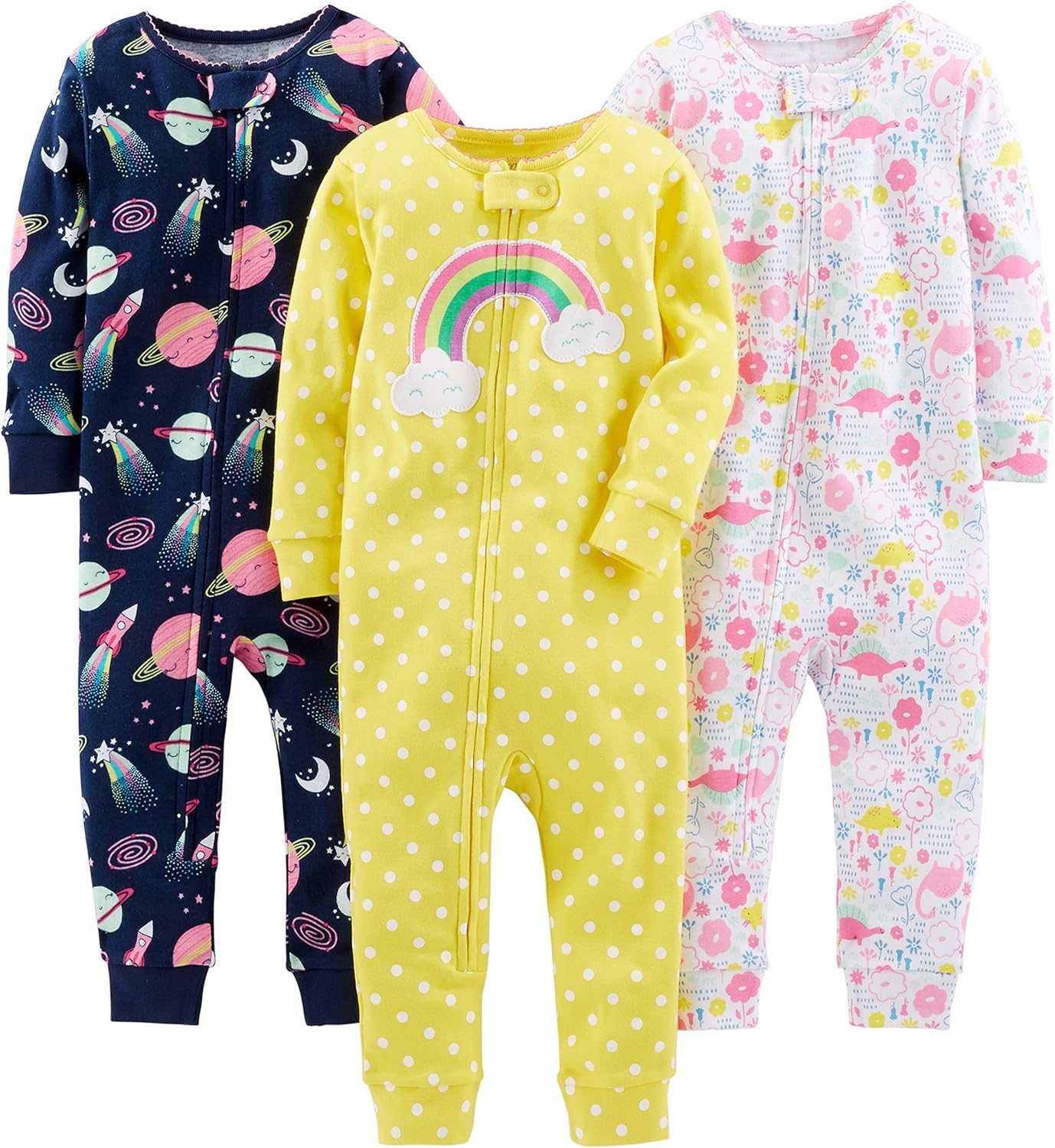 Simple Joys by Carter's Girls' 3-Pack Snug Fit Footless Cotton Pajamas