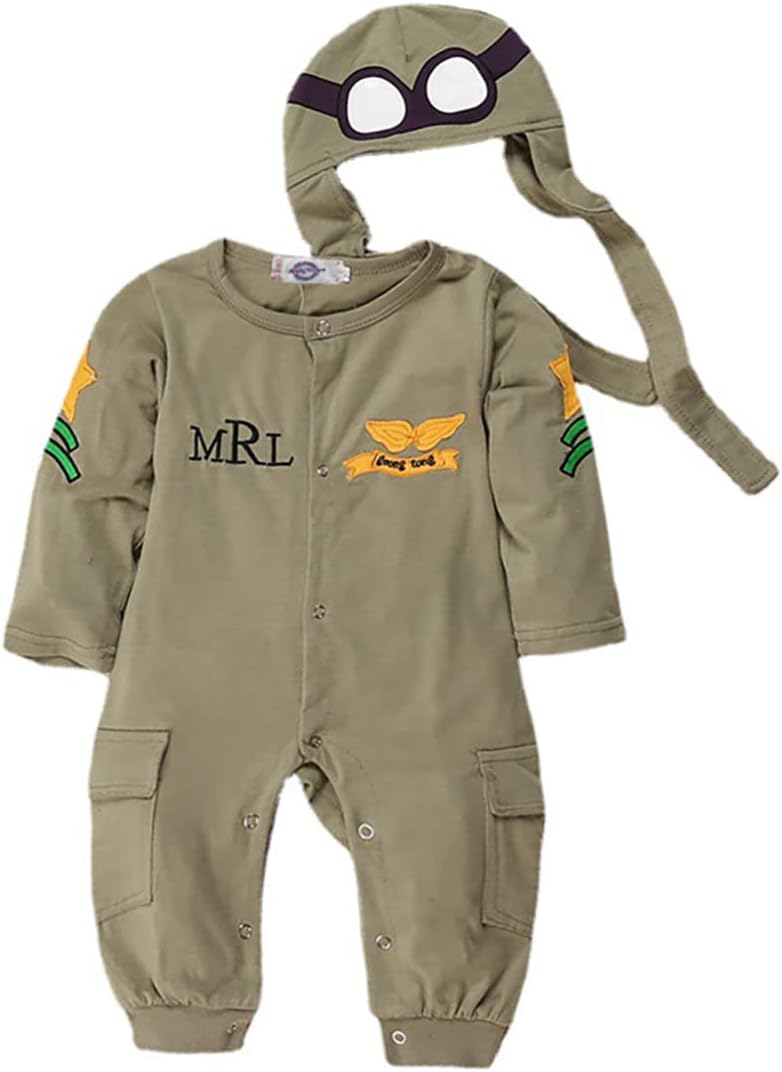 LOOLY Baby Boys Pilot Two Piece Layette Set Toddler Outfits with Cap