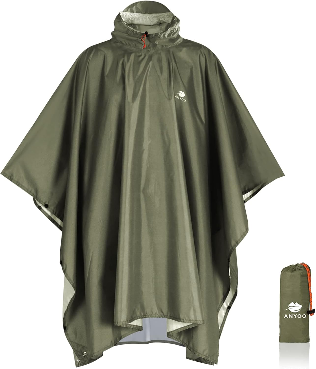 ANYOO Hooded Rain Poncho for Adults Waterproof Lightweight Rain Coat for Men Women Reusable Rain Jacket for Emergency Outdoor