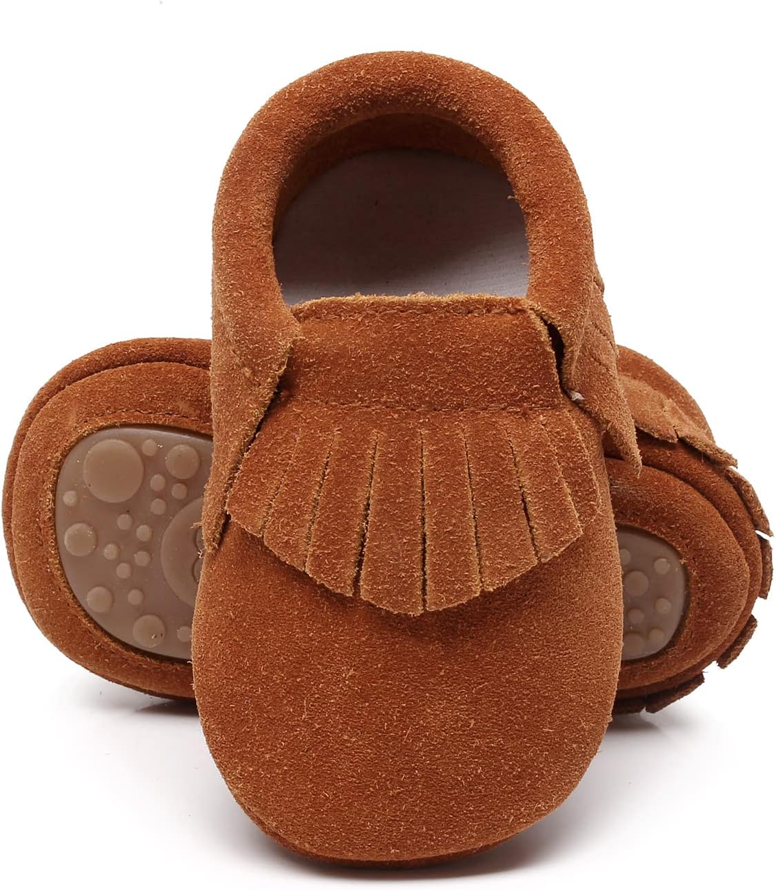 HONGTEYA Leather Baby Moccasins Hard Soled Tassel Crib Toddler Shoes for Boys and Girls...