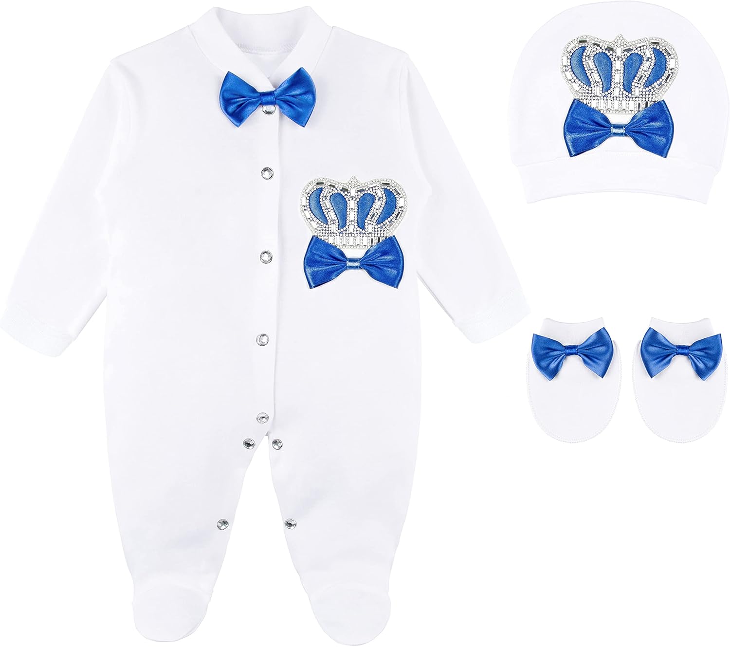 Lilax Baby Boy Newborn Crown Jewels Layette 3 Piece Gift Set