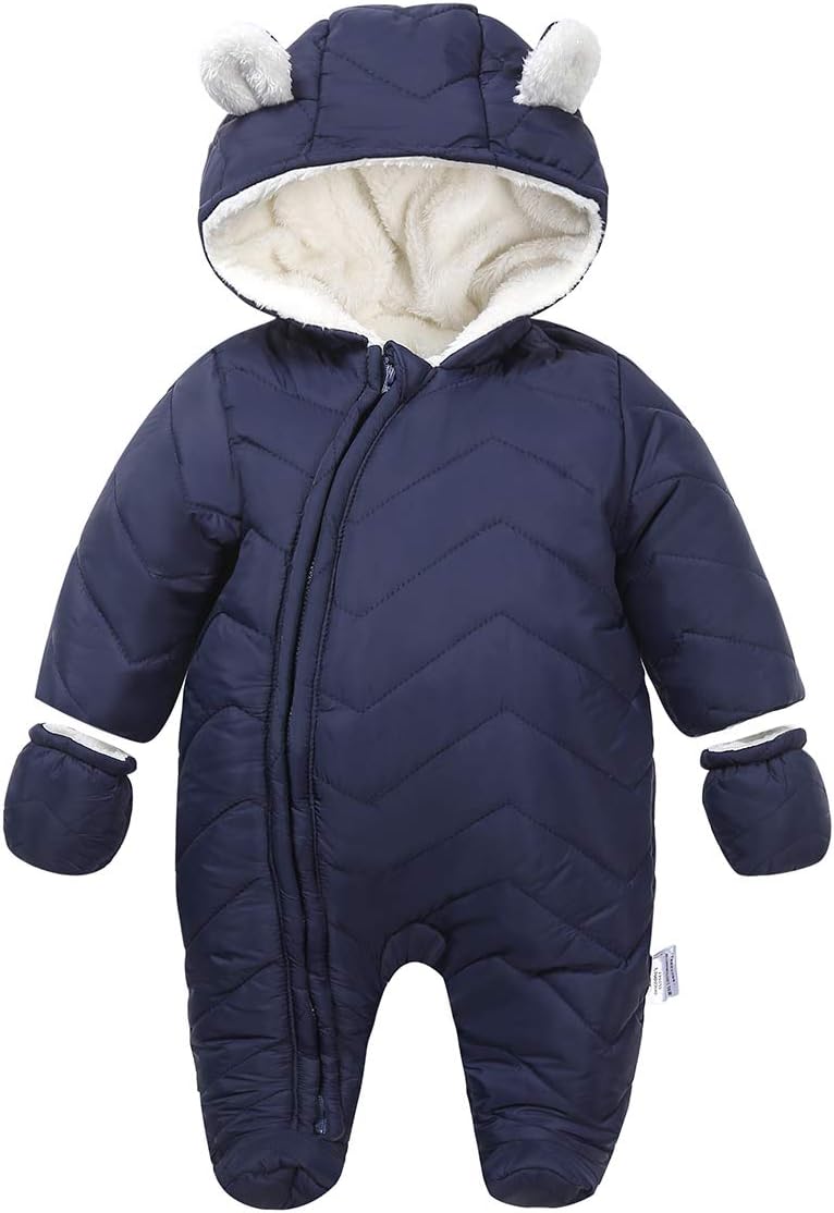 DINGDONG'S CLOSET Baby Boy Girl Winter Hooded Puffer Jacket Snowsuit with Gloves