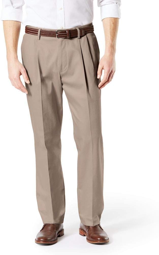 Dockers Men's Classic Fit Signature Lux Cotton Pleated Stretch Pants (Regular and Big & Tall)