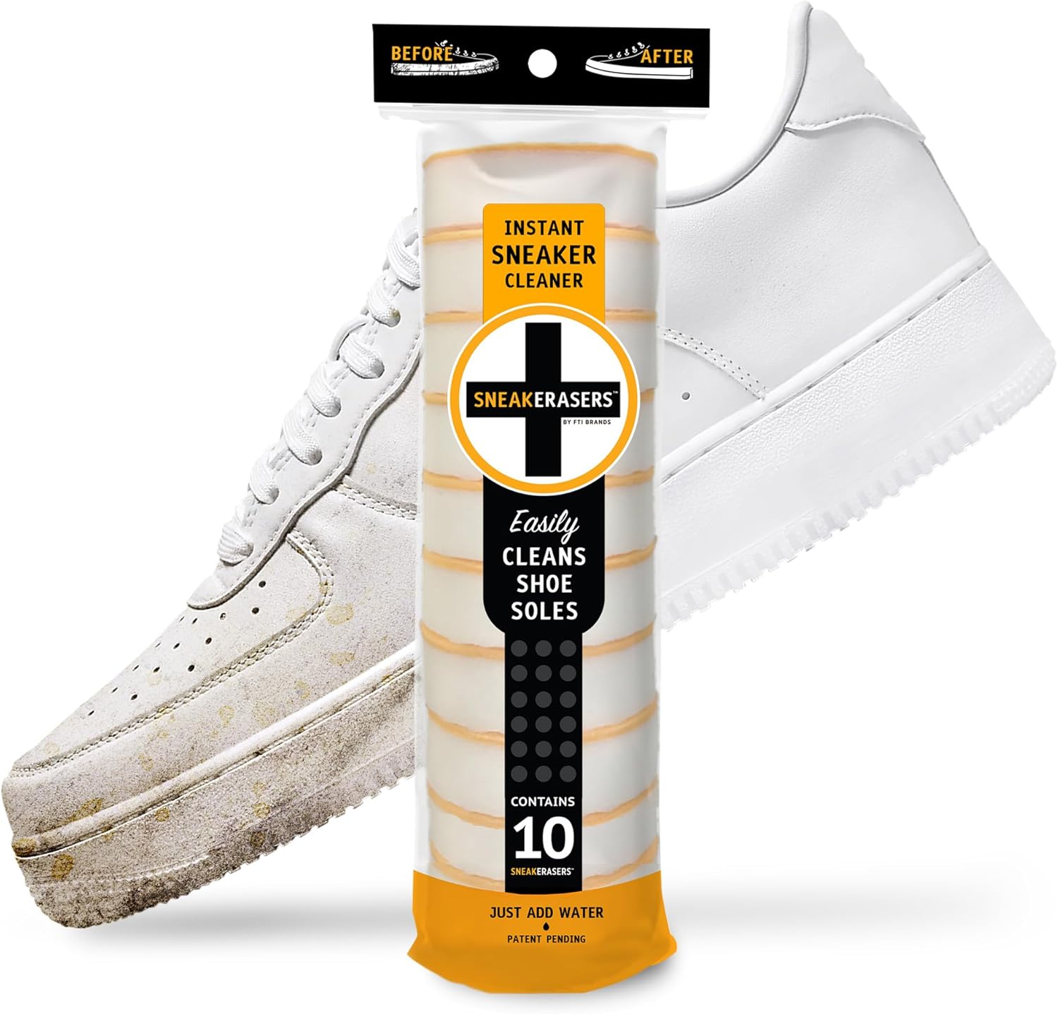 SneakERASERS Instant Sole and Sneaker Cleaner, Premium, Disposable, Dual-Sided Sponge for Cleaning & Whitening Shoe Soles (1 Pack)