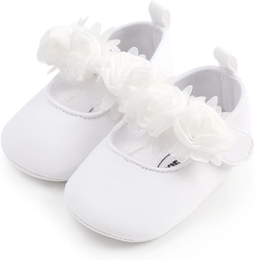 HsdsBebe 2pcs/Set Newborn Baby Girl Princess Mary Jane Shoes Toddler Infant Wedding Dress Flat Shoes with Free Headband