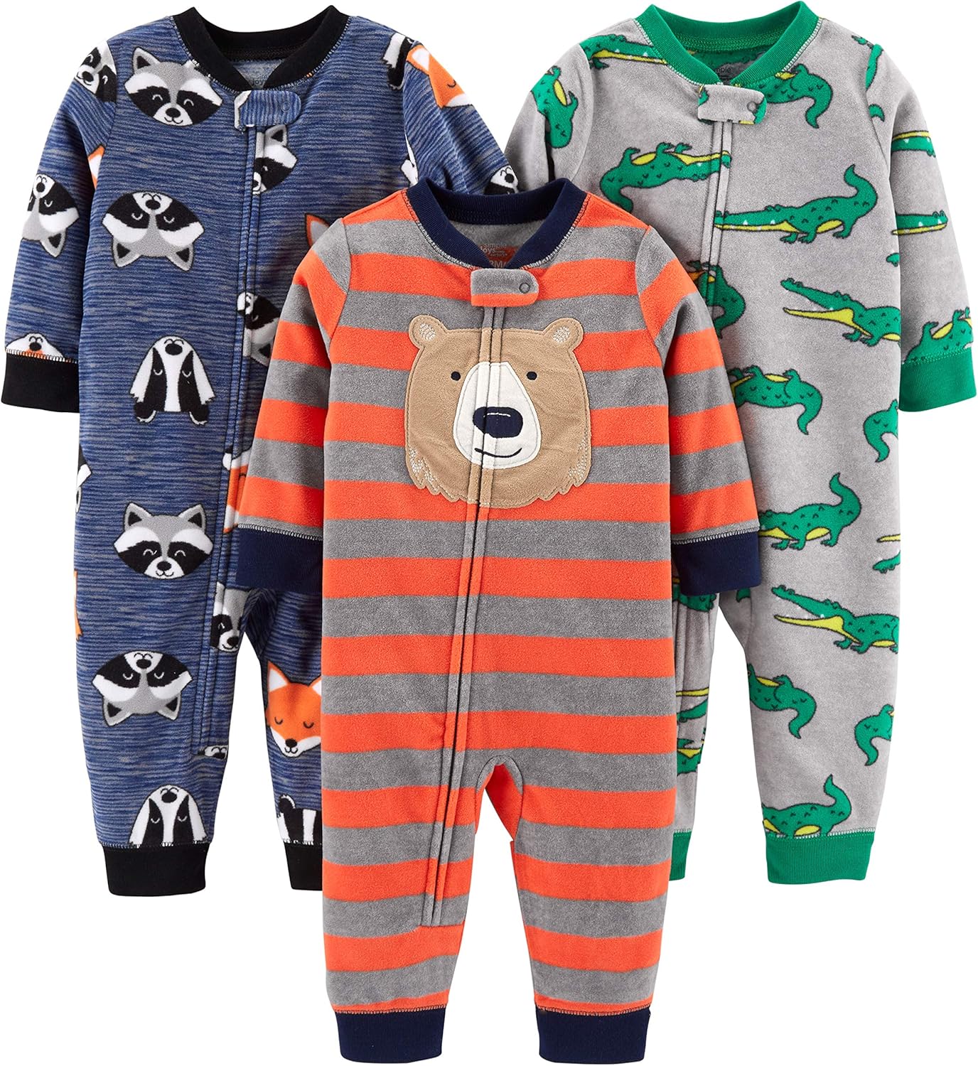 Simple Joys by Carter's Baby Boys' 3-Pack Loose Fit Flame Resistant Fleece Footless Pajamas