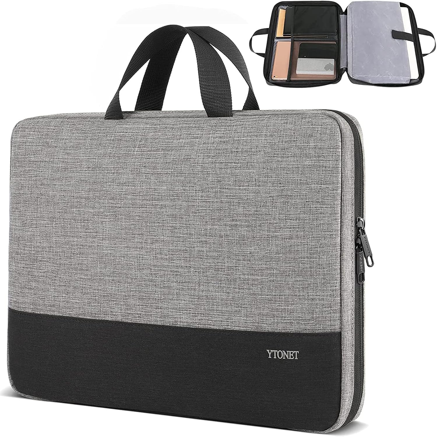 Ytonet Laptop Case, 15.6 inch TSA Laptop Sleeve Computer Bag Water Resistant Computer Case Carrying Cover Compatible for Lenovo, HP, Dell, Asus Notebook, Gifts for Men Women, Grey