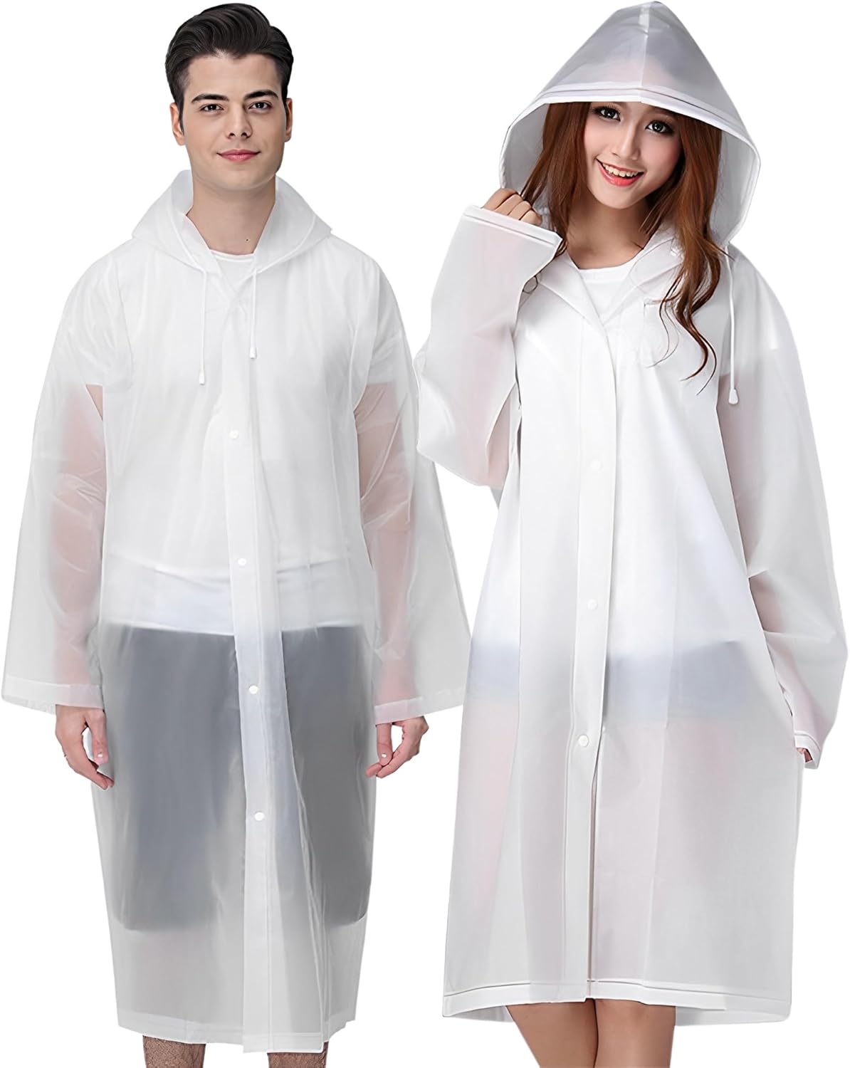 Cosowe Rain Ponchos for Adults Reusable, 2 Pcs Raincoats Emergency for Women Men with Hood and Drawstring