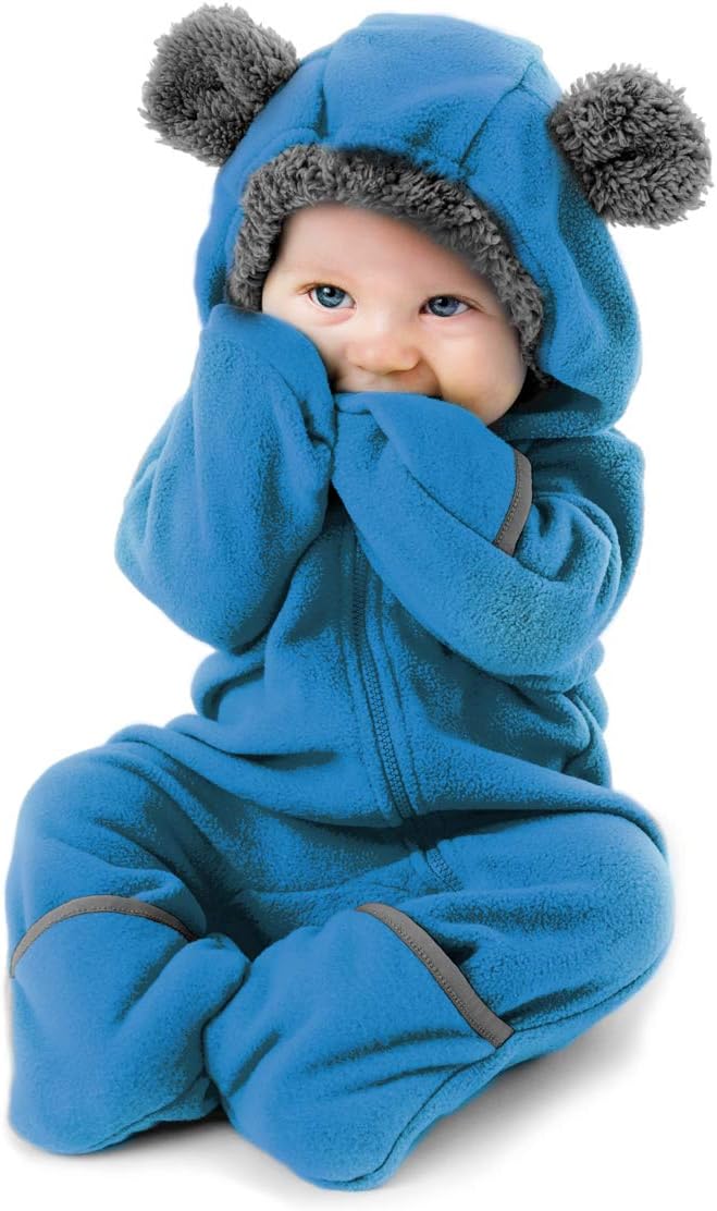 Fleece Baby Bunting Bodysuit - Infant One Piece Kids Hooded Romper Outerwear Toddler Jacket