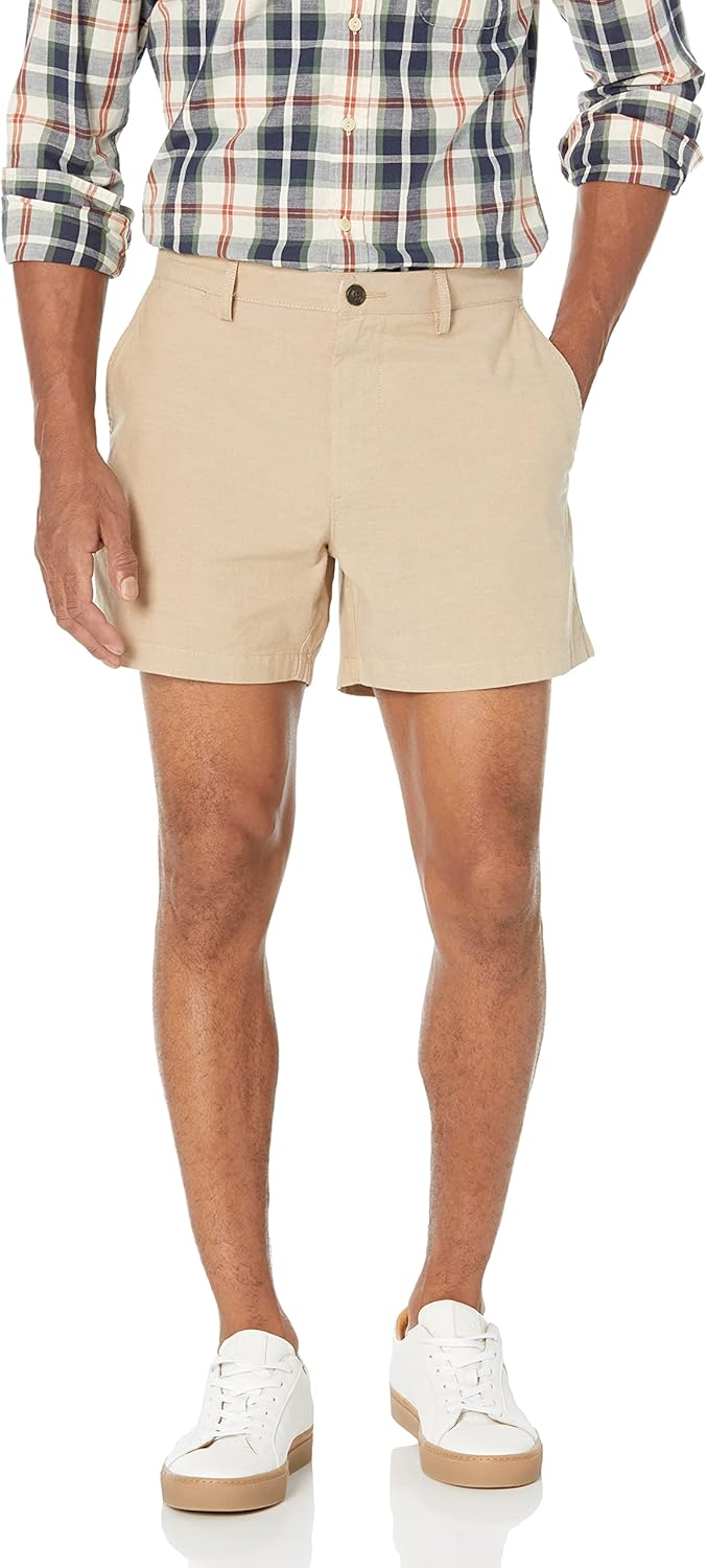 Amazon Essentials Men's Slim-Fit 5" Lightweight Comfort Stretch Oxford Short (Previously Goodthreads)