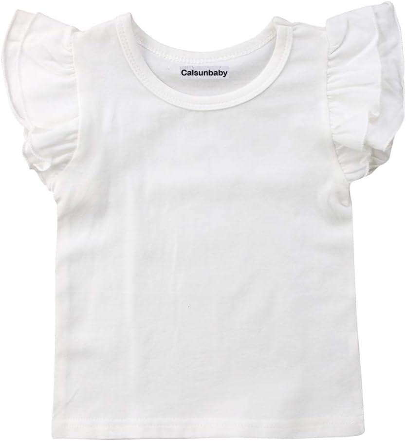 Infant Toddler Baby Girl Top Basic Plain Ruffle T-Shirt Blouse Casual Clothes