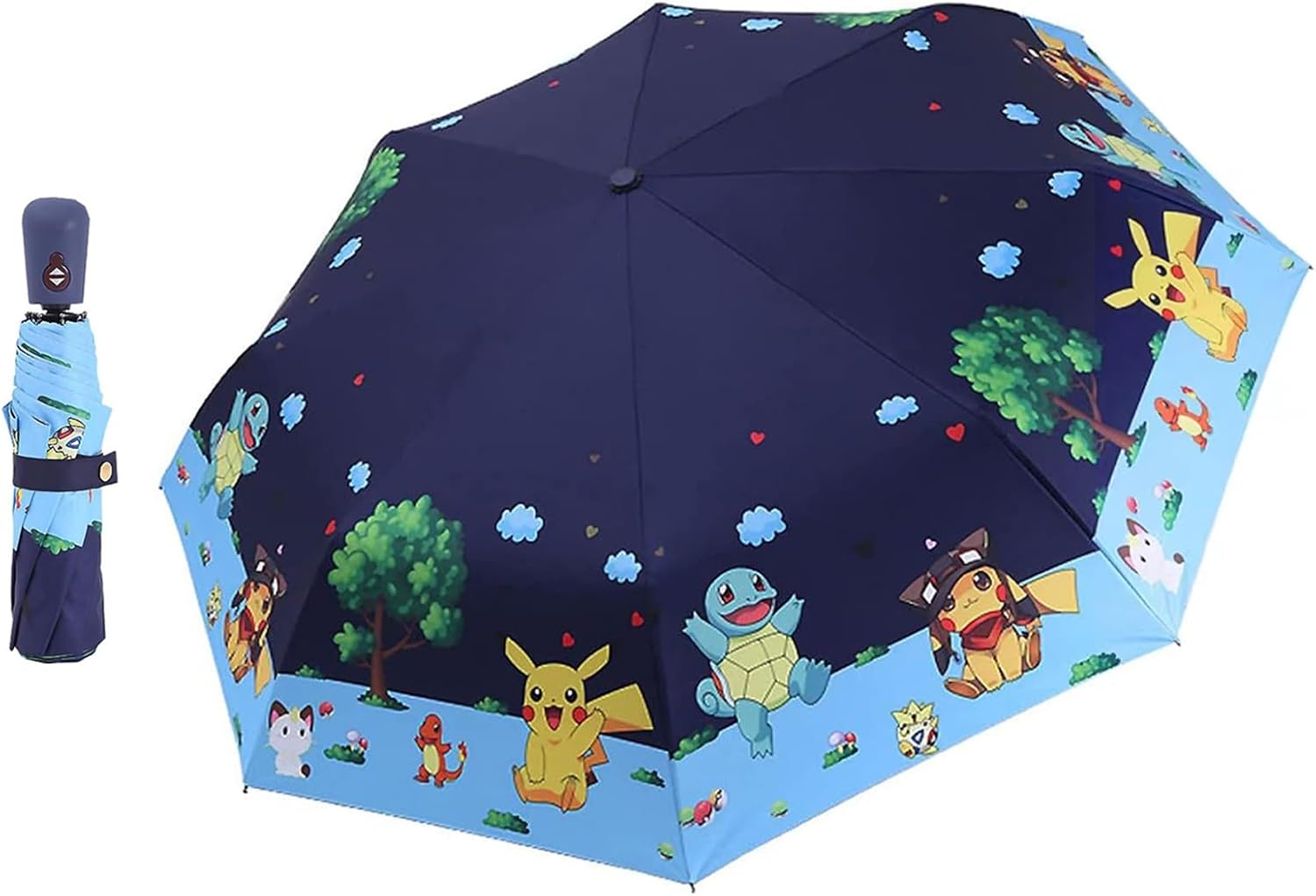 Kids Folding Umbrella- Automatic Open- Cartoon- UV Protection- Travel Umbrella Compact Windproof for Girls Boys Women