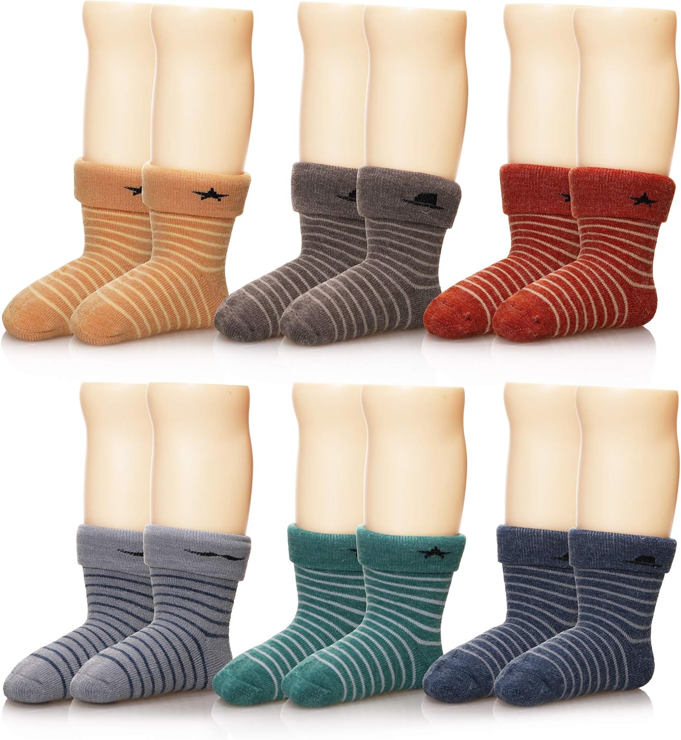 Eocom 6 Pairs Children's Winter Thick Warm Wool Socks Soft Kids Toddler Baby Girls Boy Thermal Crew Socks