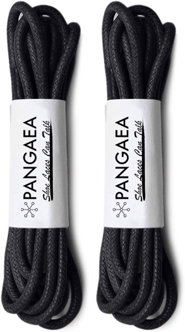 PANGAEA [4 Laces] 2-Pair Pack Waxed Round Oxford Shoe Laces for Dress Shoes Chukka 3/32Inch Thin