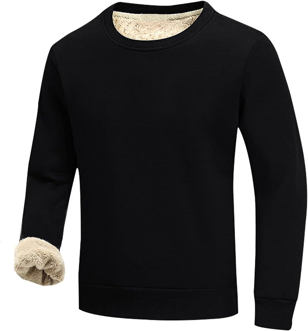 Gihuo Men's Warm Crewneck Sherpa Lined Fleece Sweatshirt Pullover Tops