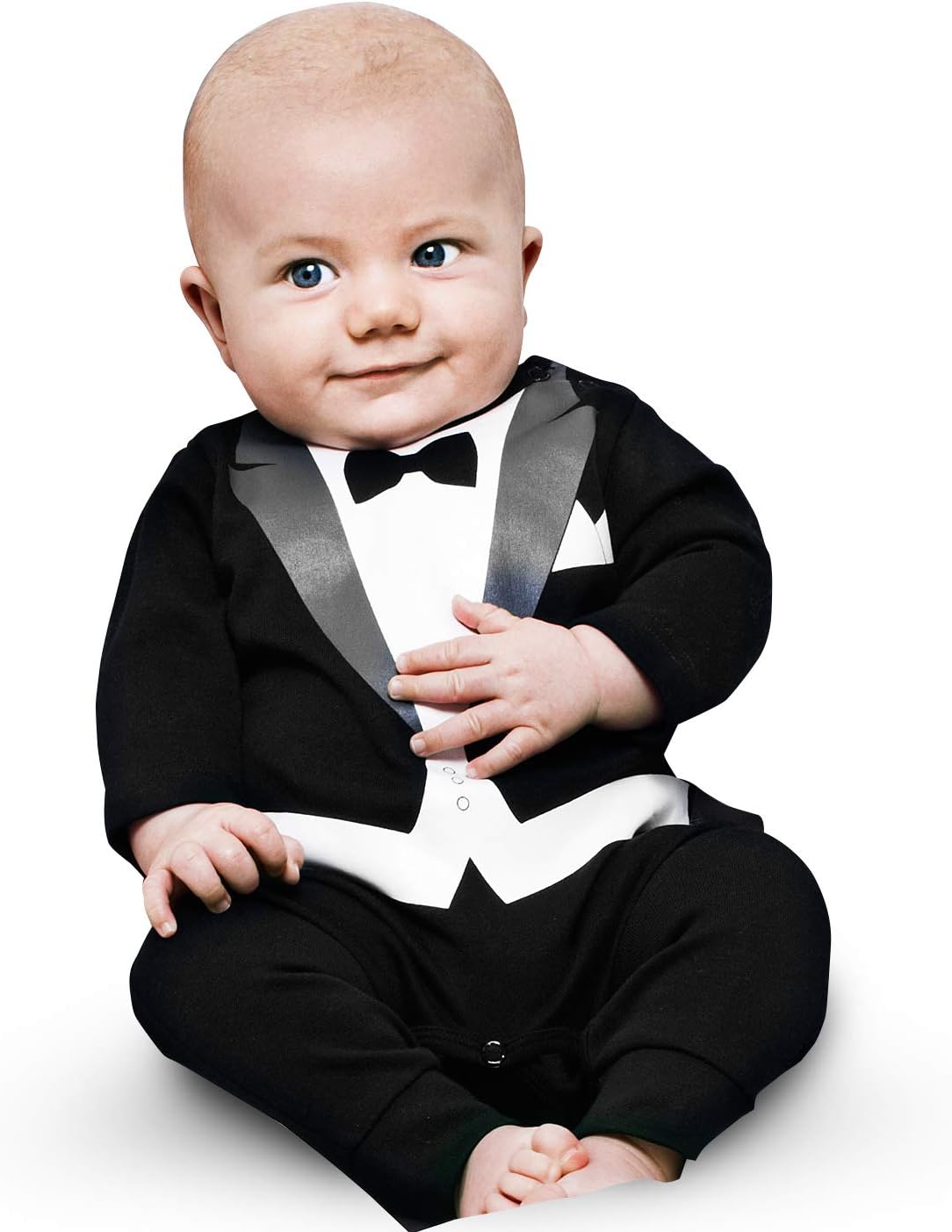 The Tiny Universe Tuxedo Onesie Classic for Baby Boys, Body Suit, Jumpsuit Gentleman Wedding Outfit - Original Swedish Design