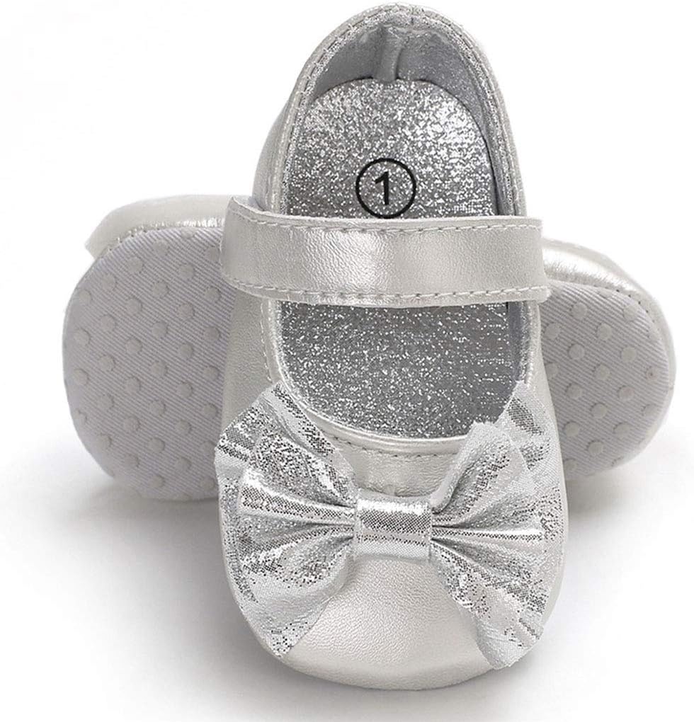 Baby Girl Shoes Mary Jane Flats with Bowknot Non-Slip Toddler First Walkers Infant Dress Shoes