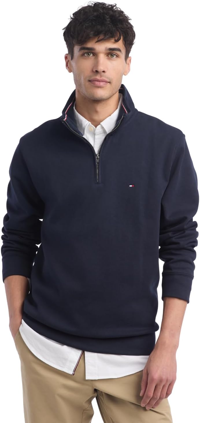 Tommy Hilfiger Men's Long Sleeve Fleece Quarter Zip Pullover Sweatshirt