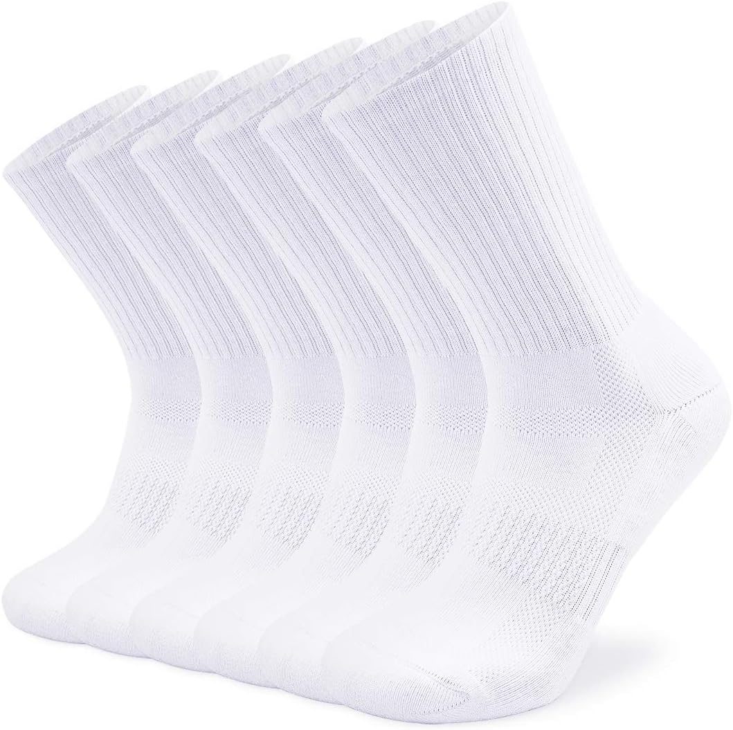 SOX TOWN Unisex Cushioned Crew Training Athletic Socks Men & Women with Combed Cotton Moisture Wicking Breathable Performance