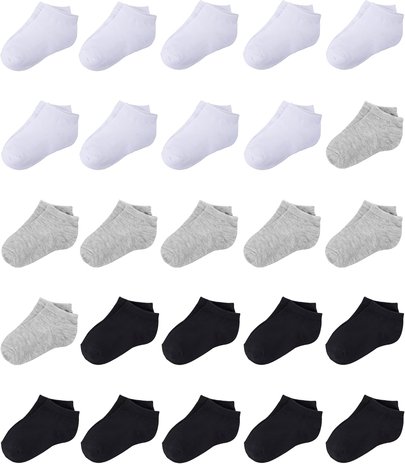 Duufin 25 Pairs Toddler Ankle Socks Low Cut Kids Half Cushion Socks Low Rise Ankle Socks for Boys and Girls