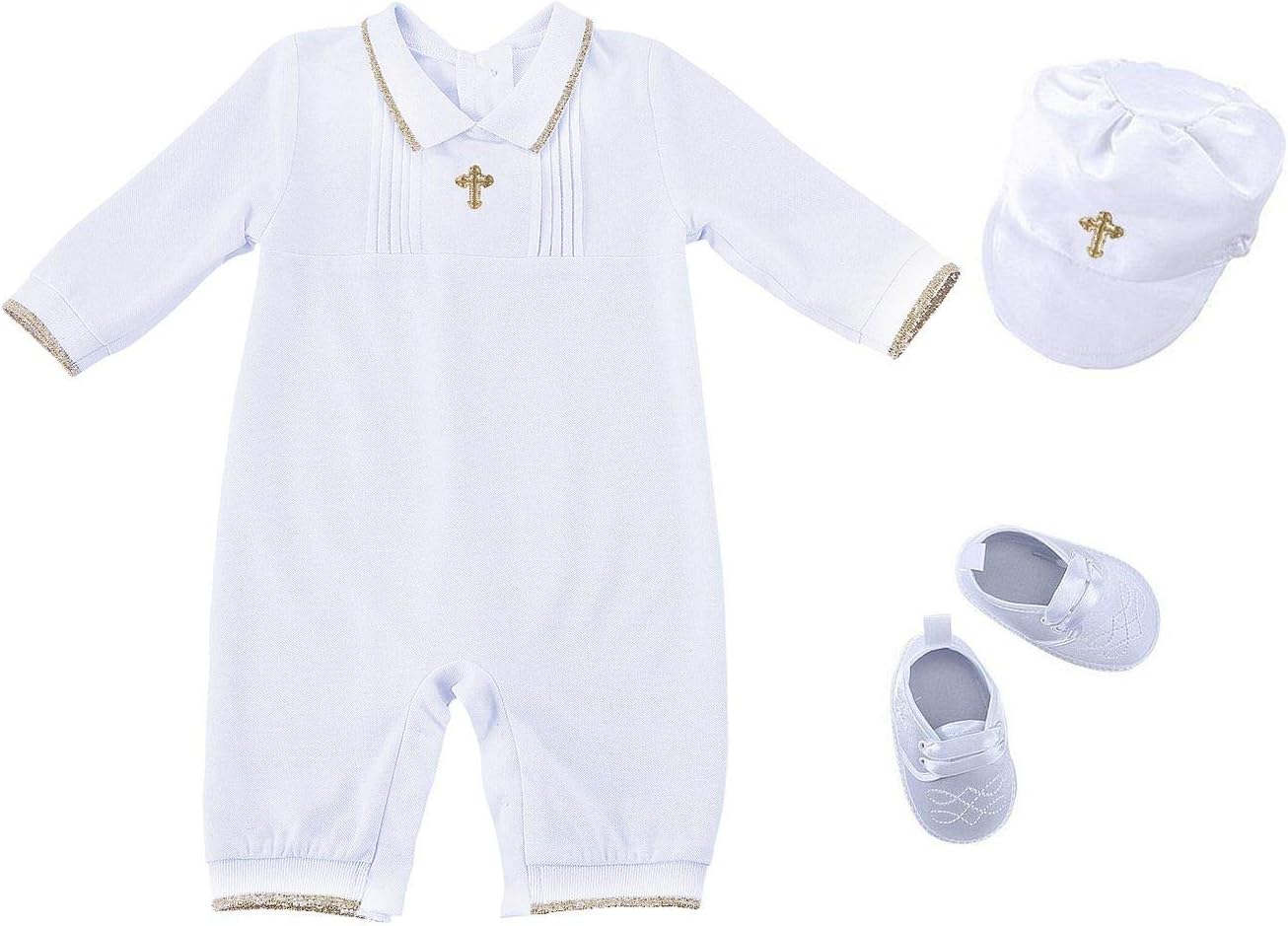 Bow Dream Baby Boy Baptism Outfit Romper with Hat