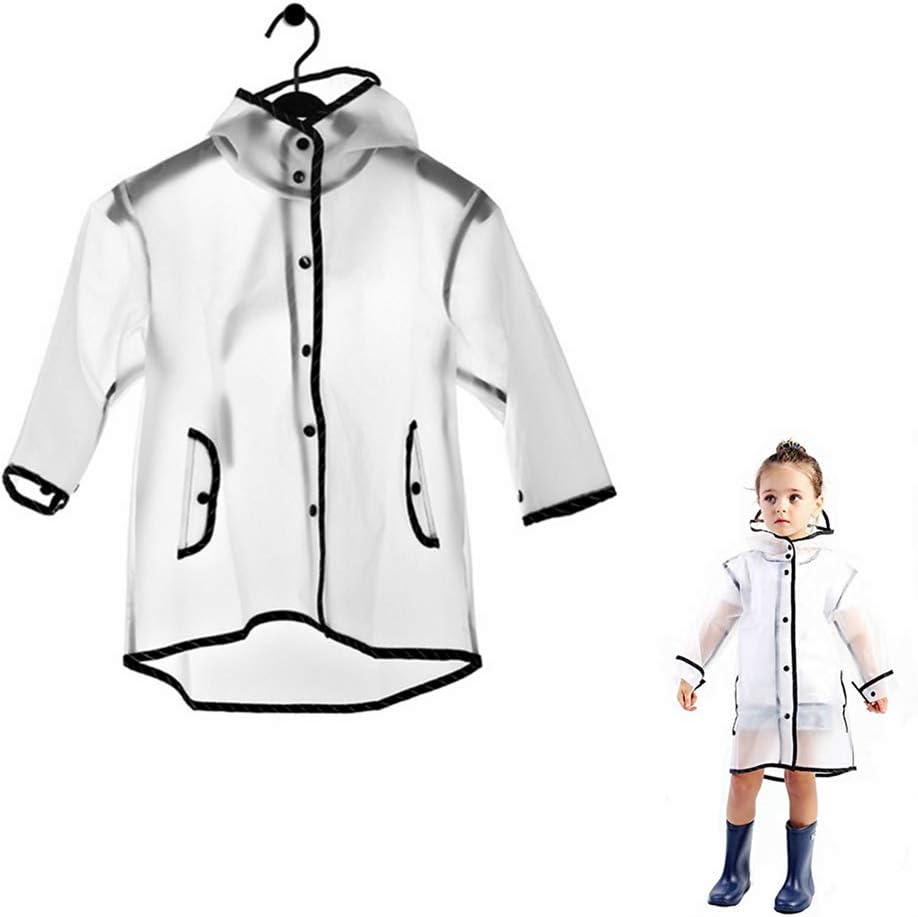 Kids Raincoat EVA Rain Poncho,Portable Hooded Poncho Jacket Rain Coat for Boys Girls Children