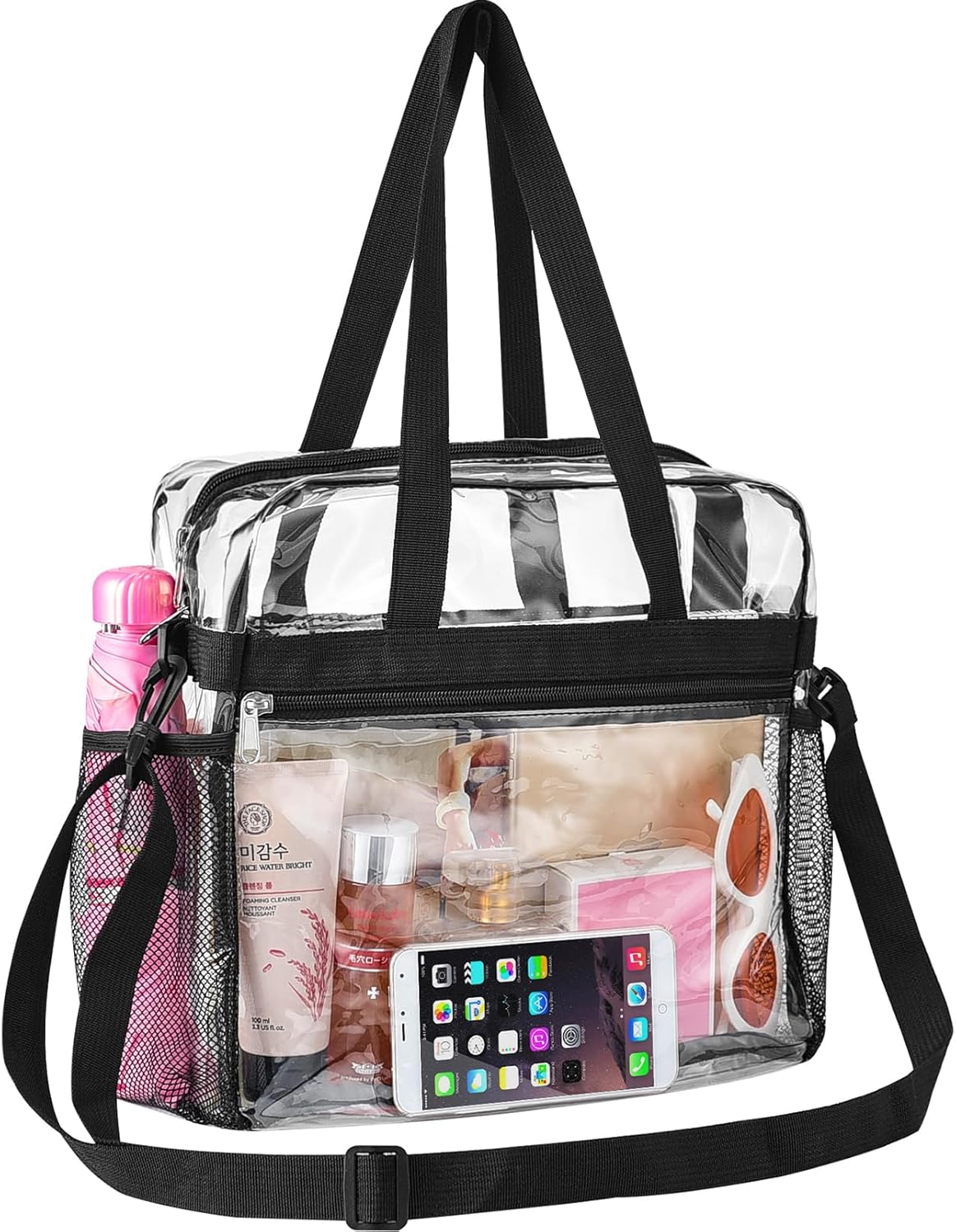 Oraben Clear Bag Stadium Approved 12x6x12 Clear Tote Bag with Removable Strap Clear Lunch Bag for Work Sports Festival