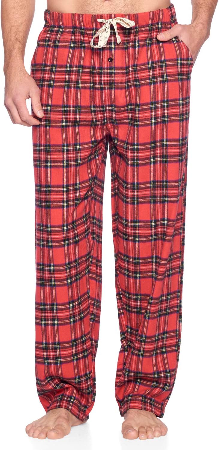 Ashford & Brooks Mens Super Soft Flannel Plaid Pajama Sleep Pants