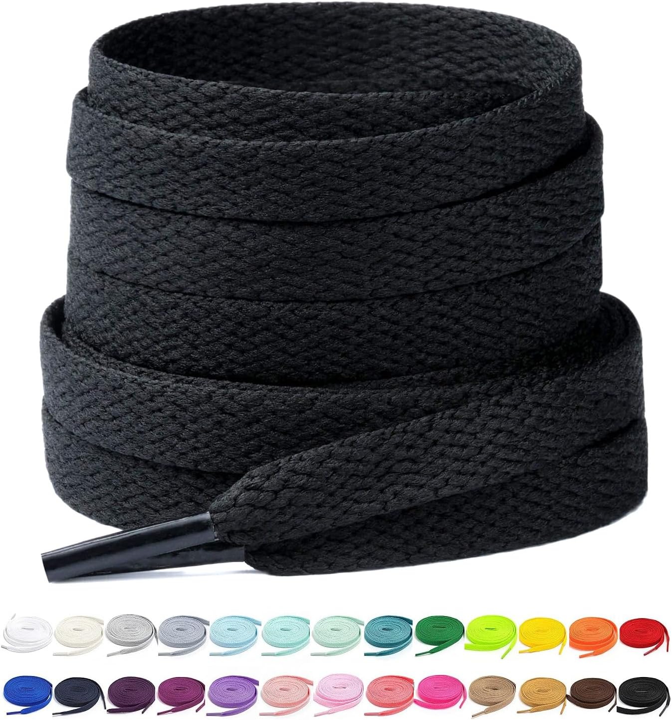 Stepace [2 Pairs Flat Shoe Laces for Sneakers 30"-72" Length 26 Color Shoelaces