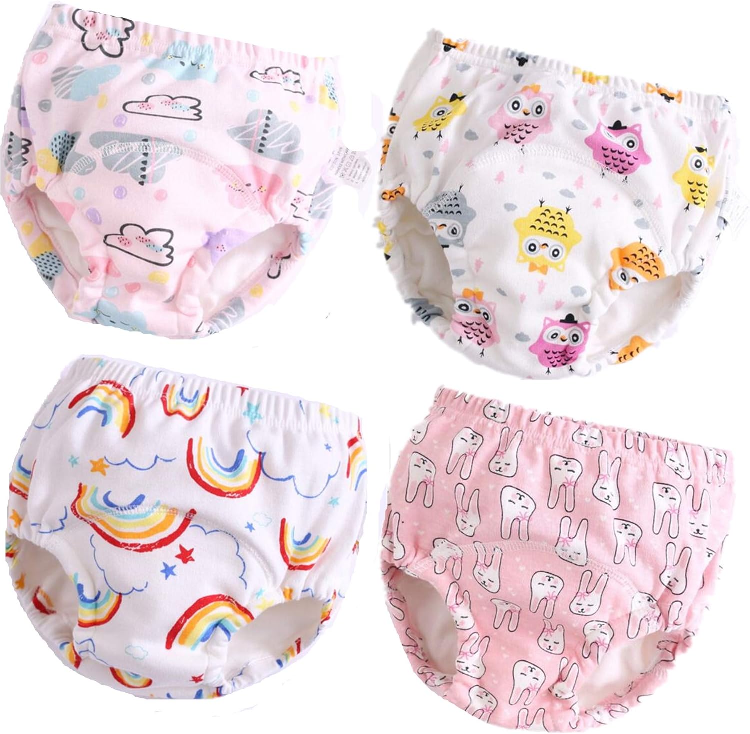 Baby Toddler 4 Pack Cotton Training Pants Toilet Training Underwear for Boys and Girls 12M-4T