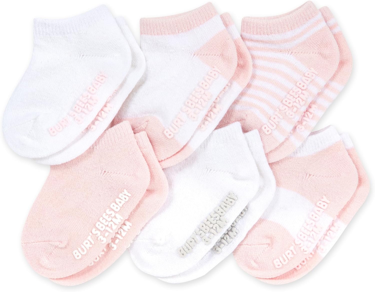 Burt's Bees Baby Unisex Baby Socks Ankle or Crew Height Made with Soft Organic Cotton, 6 Packs with Non-Slip Grips for Babies