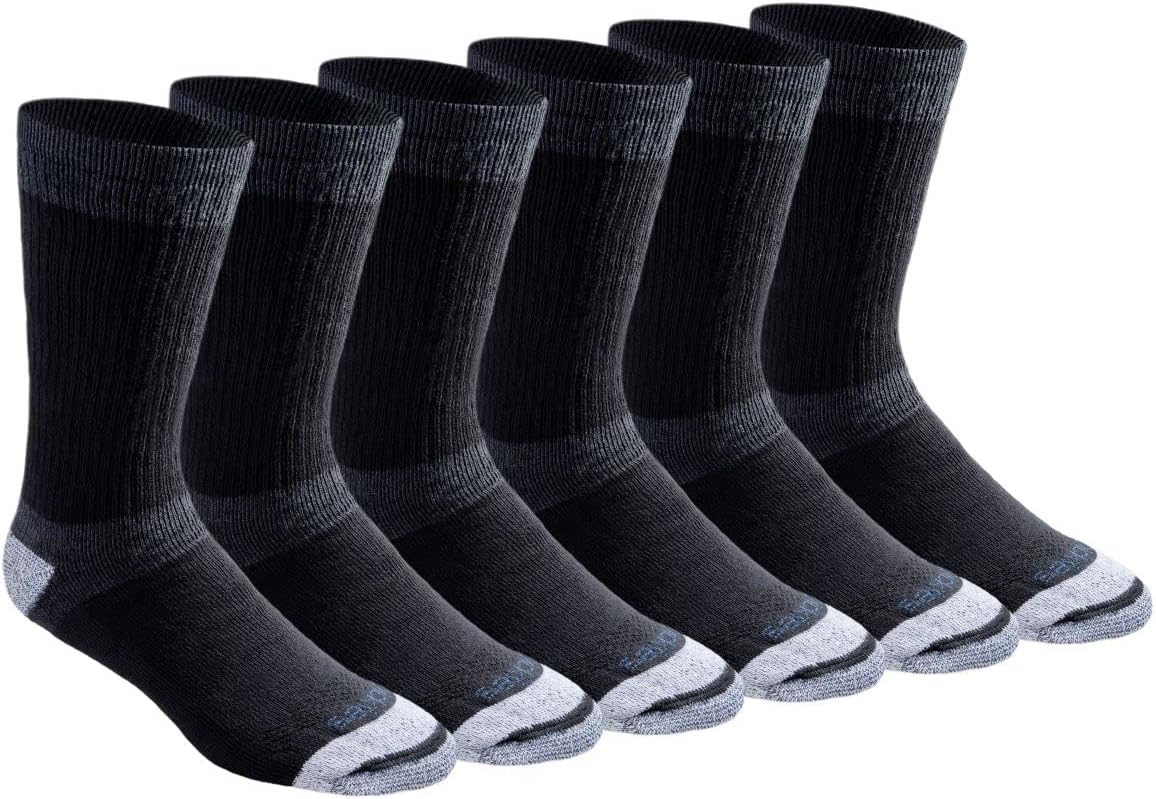 Dickies Men's Dri-tech Moisture Control Max Full Cushion Crew Socks, Available in M-XL (6, 12 Pairs)