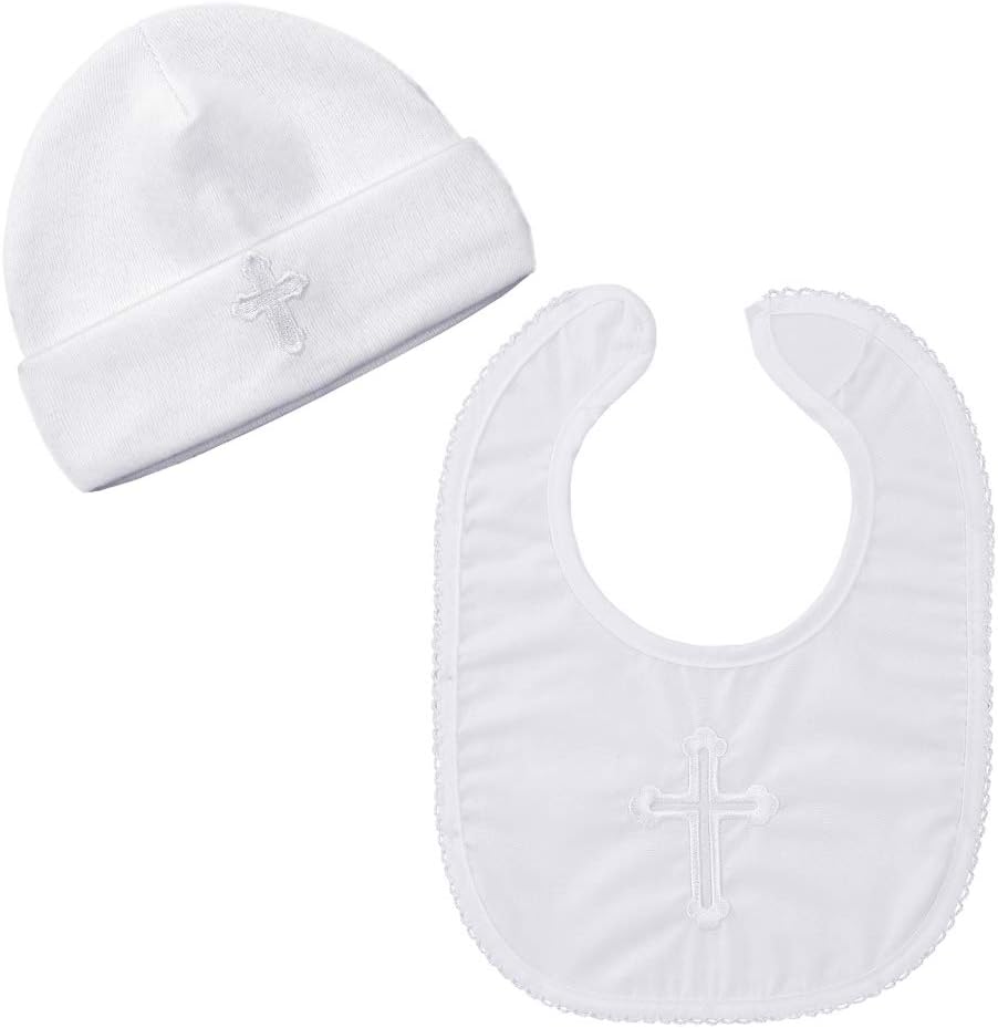 ESTAMICO Baptism Baby Boy Hat with Embroidered Cross Christening Baby Gifts Newborn Infant Beanie Hat