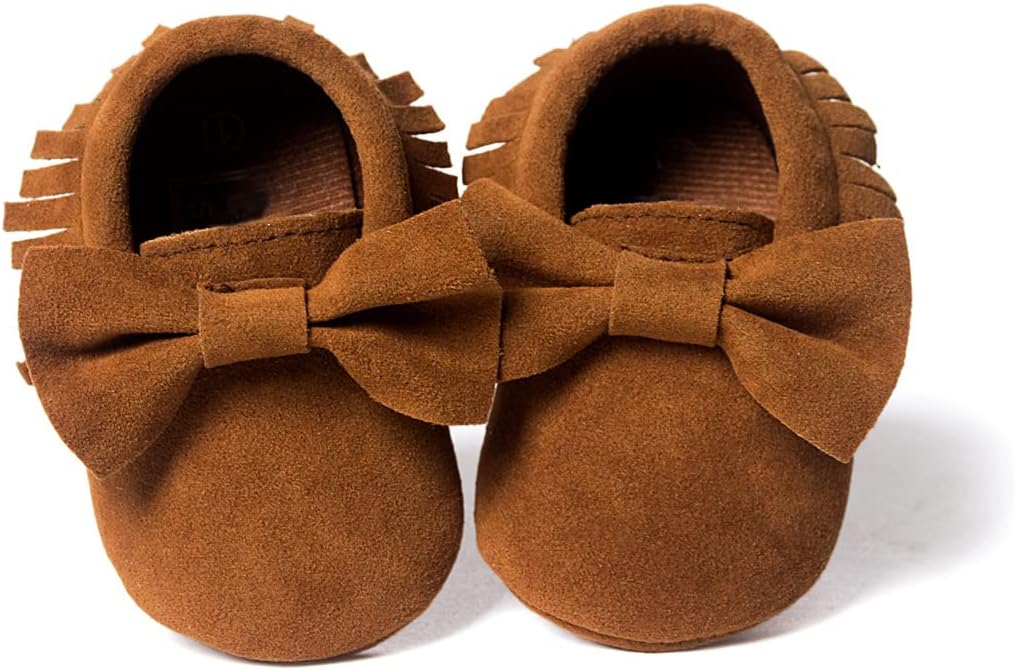 CENCIRILY Infant Baby Fringe Moccasin Slipper Boys Girls Tassel Suede Leather Toddler Sneakers Soft Sole First Walking Loafers Crib Shoes