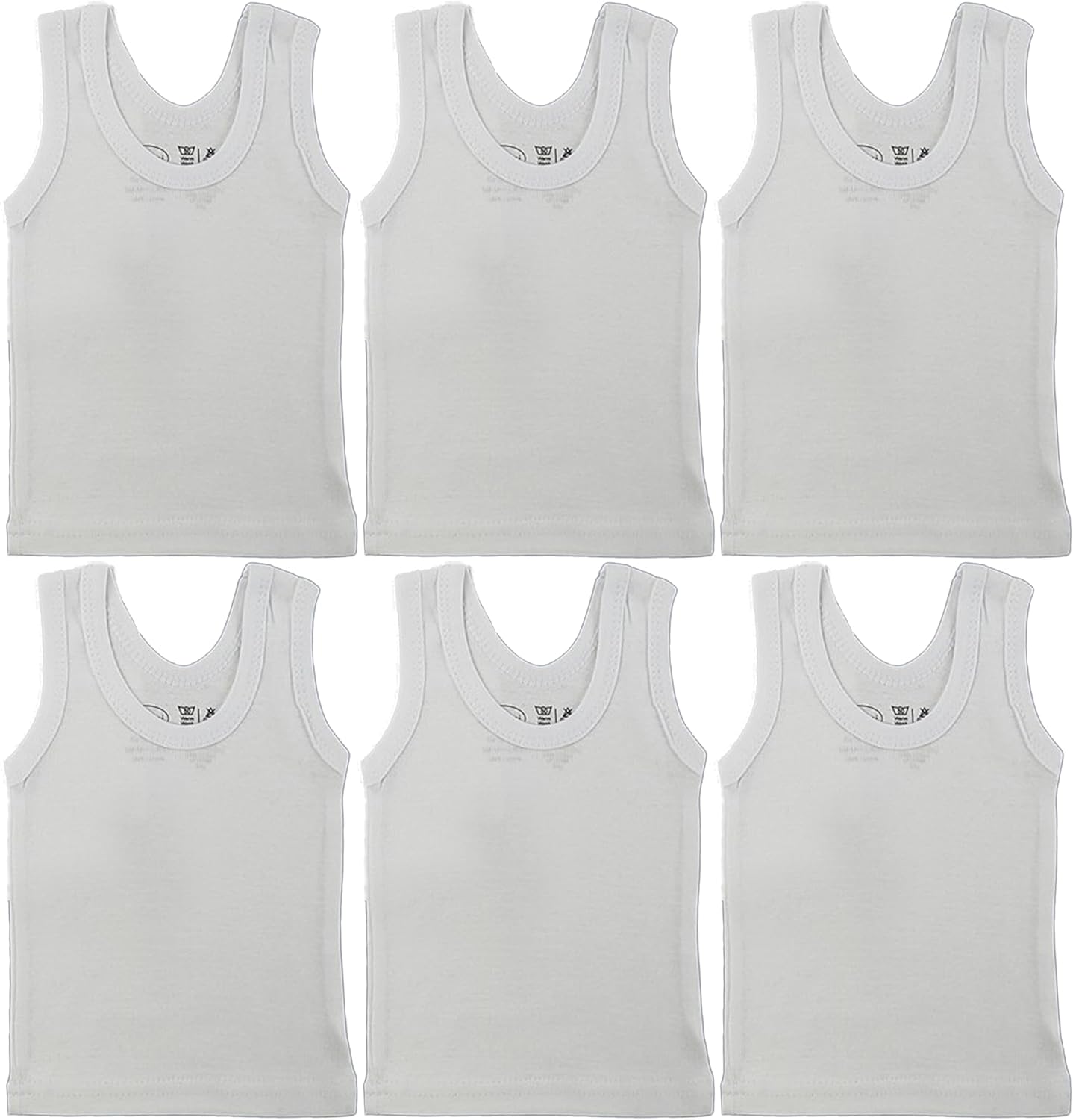 Baby Sleeveless Pack of 6 Tank Tops 100% Cotton Shirts, Short Sleeve Tees 0-24 Months Boys, Girls, Unisex