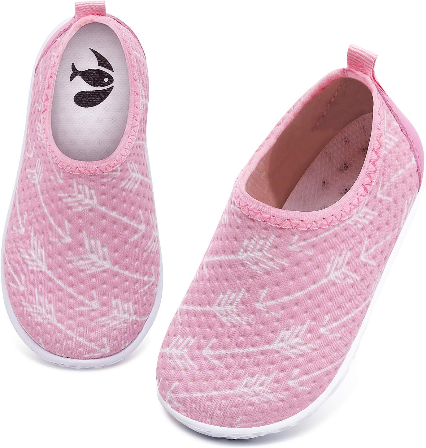 FEETCITY Baby Boy's Girls Water Shoes Slip-on Swim Beach Pool Shoe Walking Outdoor Sneakers Pink Arrow 12-18 Months Infant