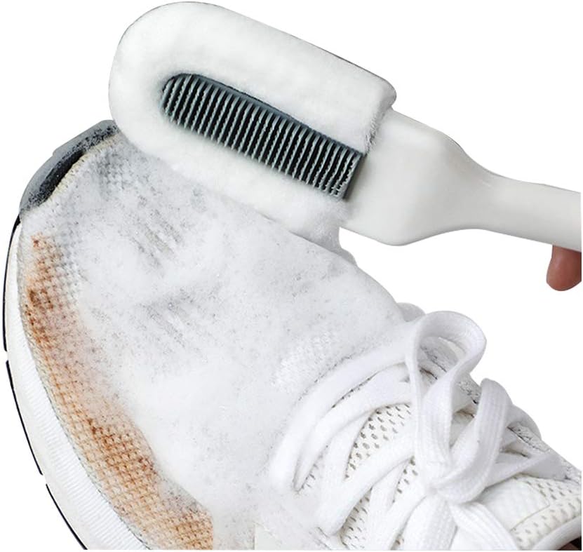 Andiker Professional Cleaning Shoe Brush, Multifunctional Long Handle Shoe Brush Cleaner, Hangable Soft Bristle Shoes Cleaning Scrubber (White)