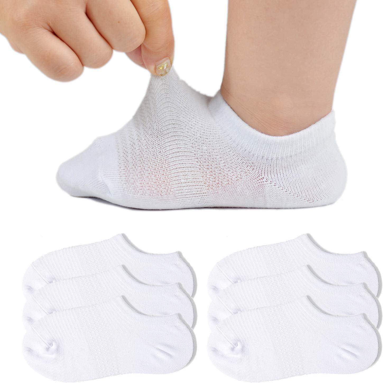 JORMATT Toddler Little Girls Boys No Show Socks Cotton Anti Slip Low Cut Socks With Grips 6 Pairs